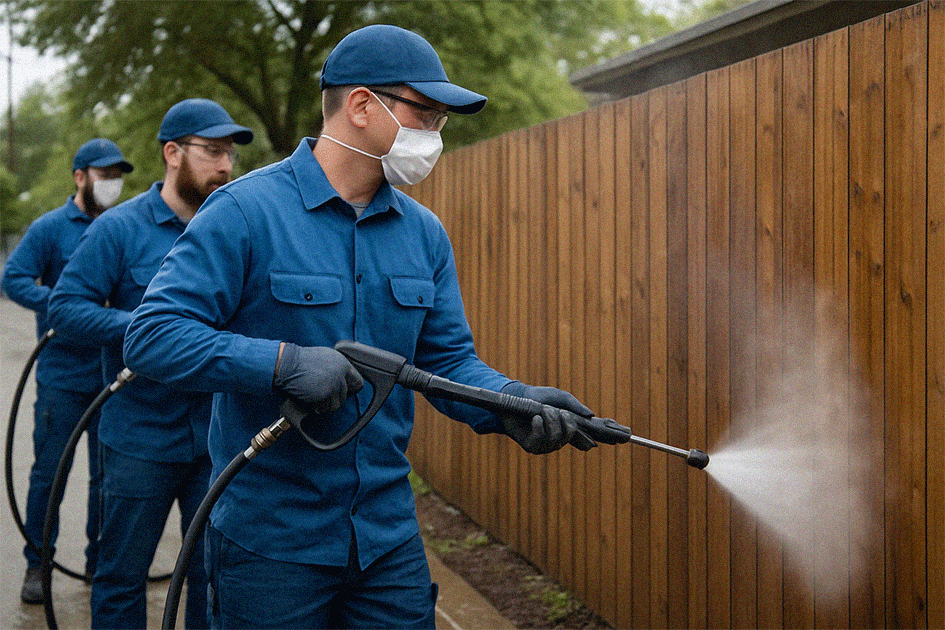 Professional cleaning transforming residential property exterior